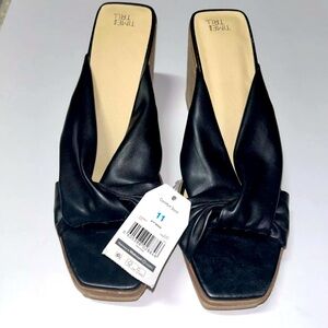 Time and Tru Women's Black with Cork Wedge Sandals Size 11 New